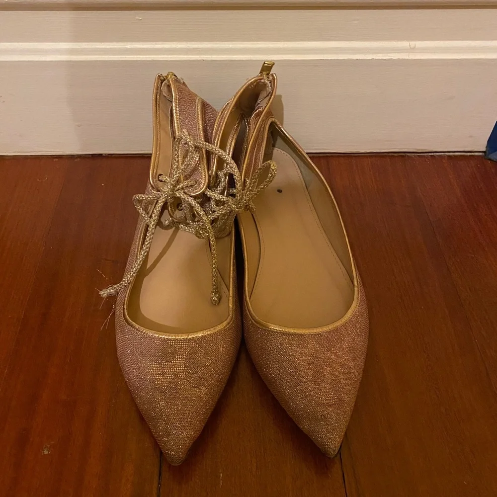 J.crew Shimmer Animal Print Pointed Toe Flat